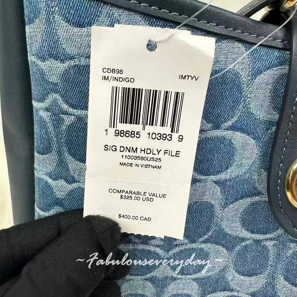 Coach Hadley Convertible Crossbody Bag in Signature Denim/Gold/Indigo CDB98 NWT